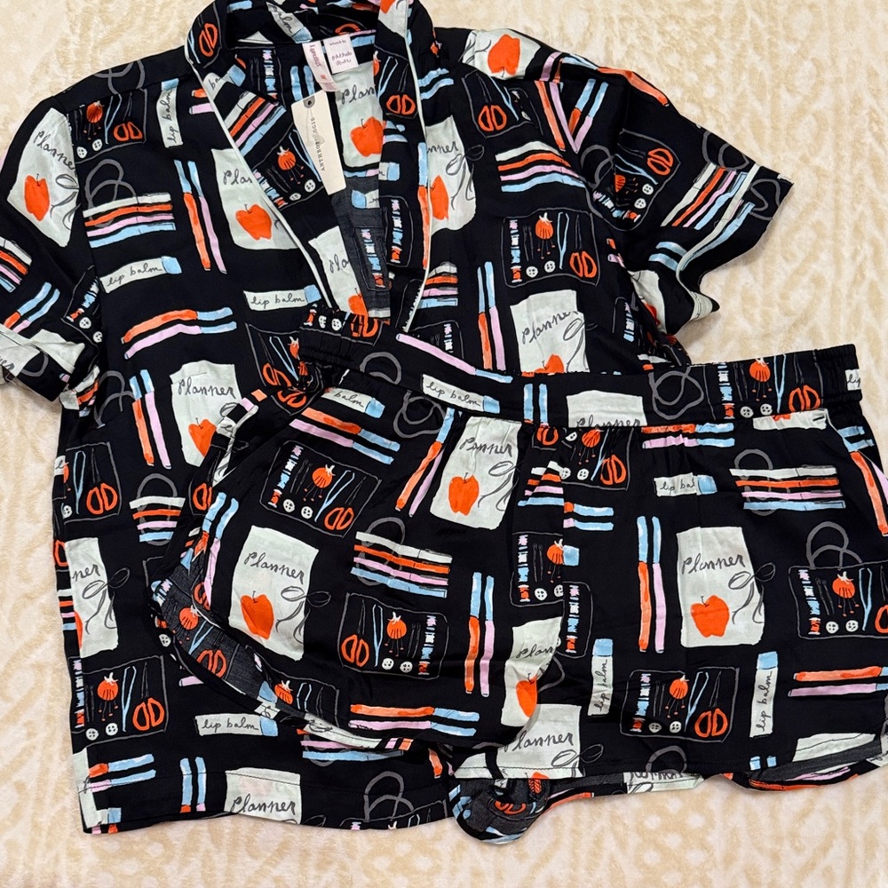 Black and Orange lyrebird Patterned Pajama set